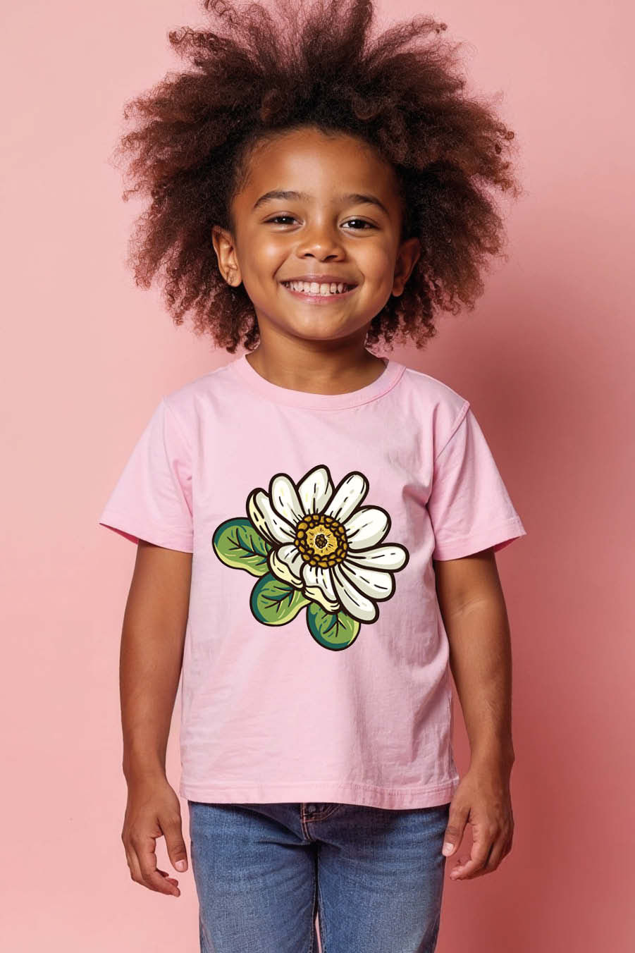 Thumbnail: Drawn Daisy  T-Shirt Comfortable Cute Kids Typography T-Shirt – Print