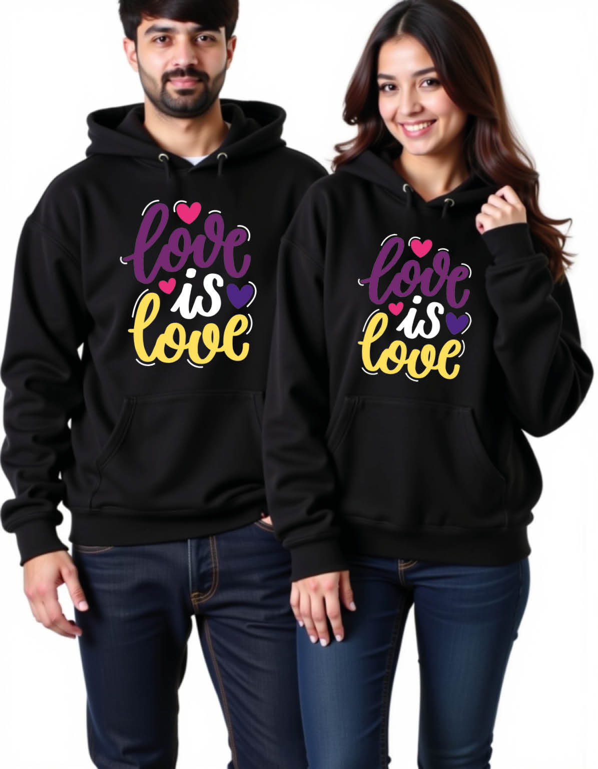 love is love Trendy Printed Graphic Couple Hoodies