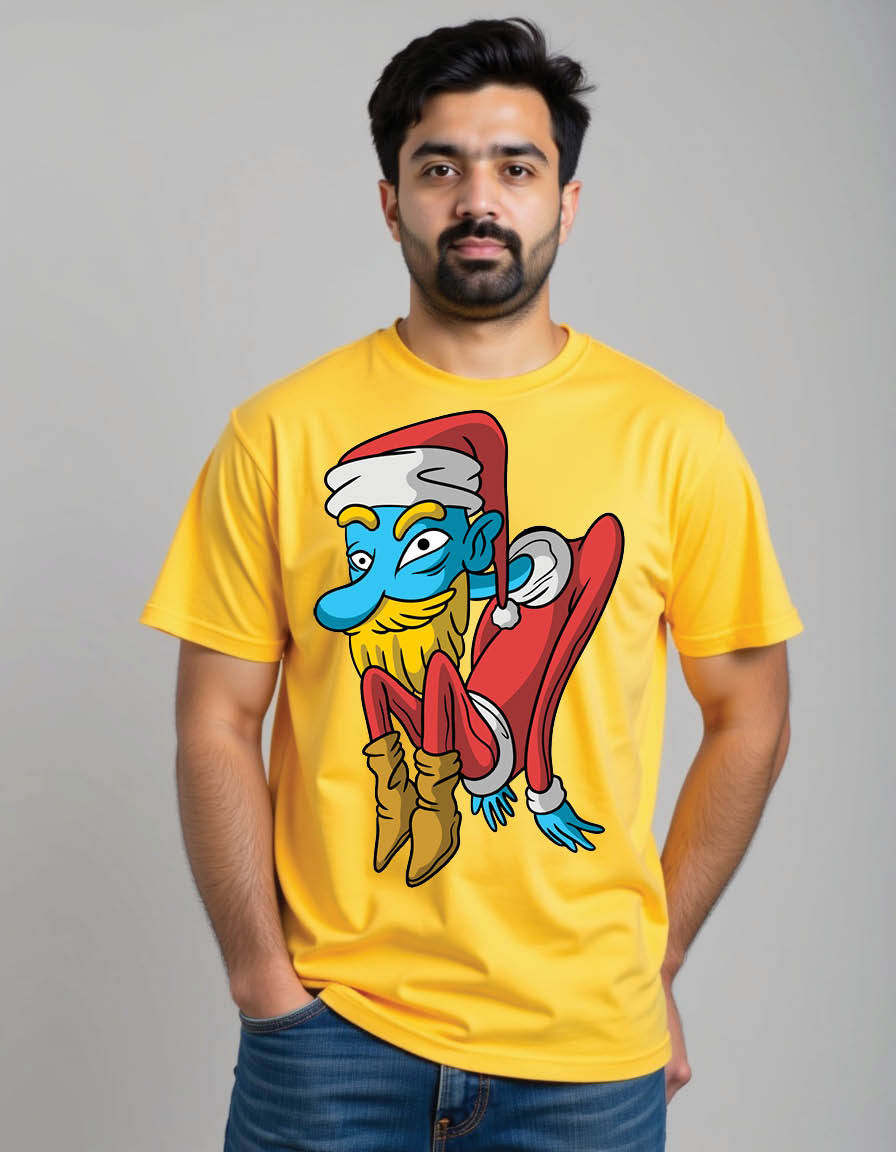 Thumbnail: happy santa package hand drawn style mens printed graphic t shirt