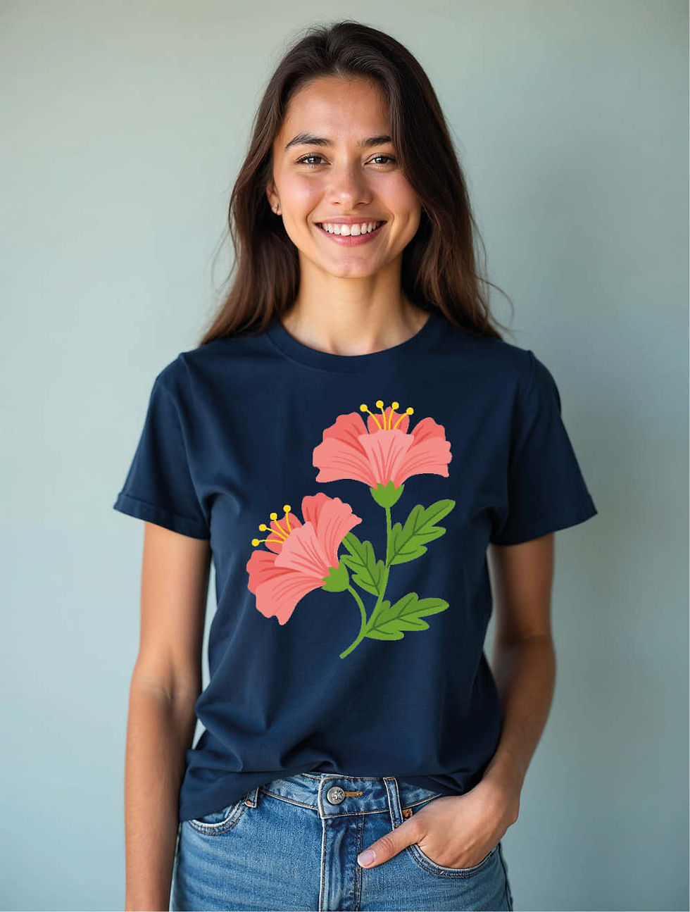 Thumbnail: Vibrant Coral Poppy Graphic Stylish Women’s Printed Graphic Streetwear T-Shirt