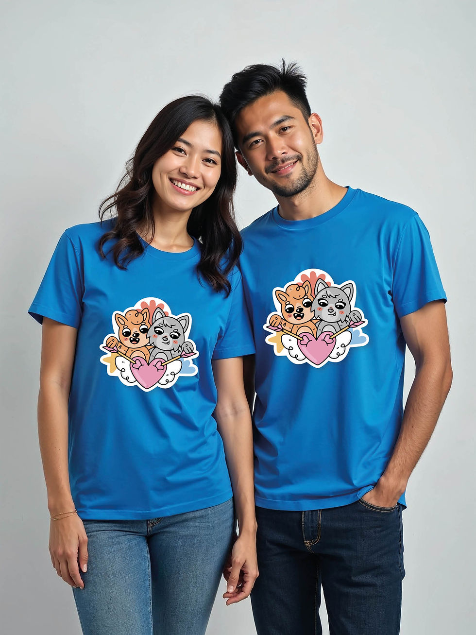 Thumbnail: Valentine’s Cartoon Couple Matching Tee Lovers Edition – Fast Delivery