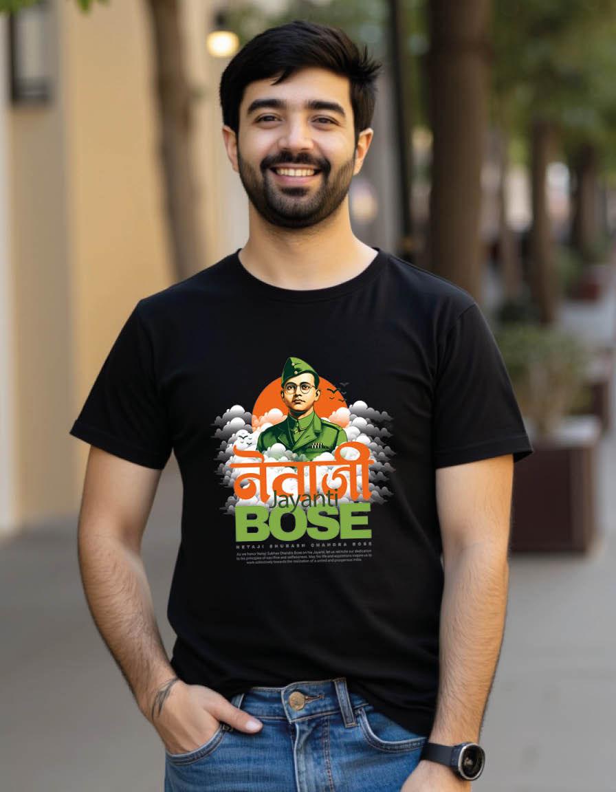 Thumbnail: Netaji Subhas Chandra Bose Unisex printed graphic t shirt