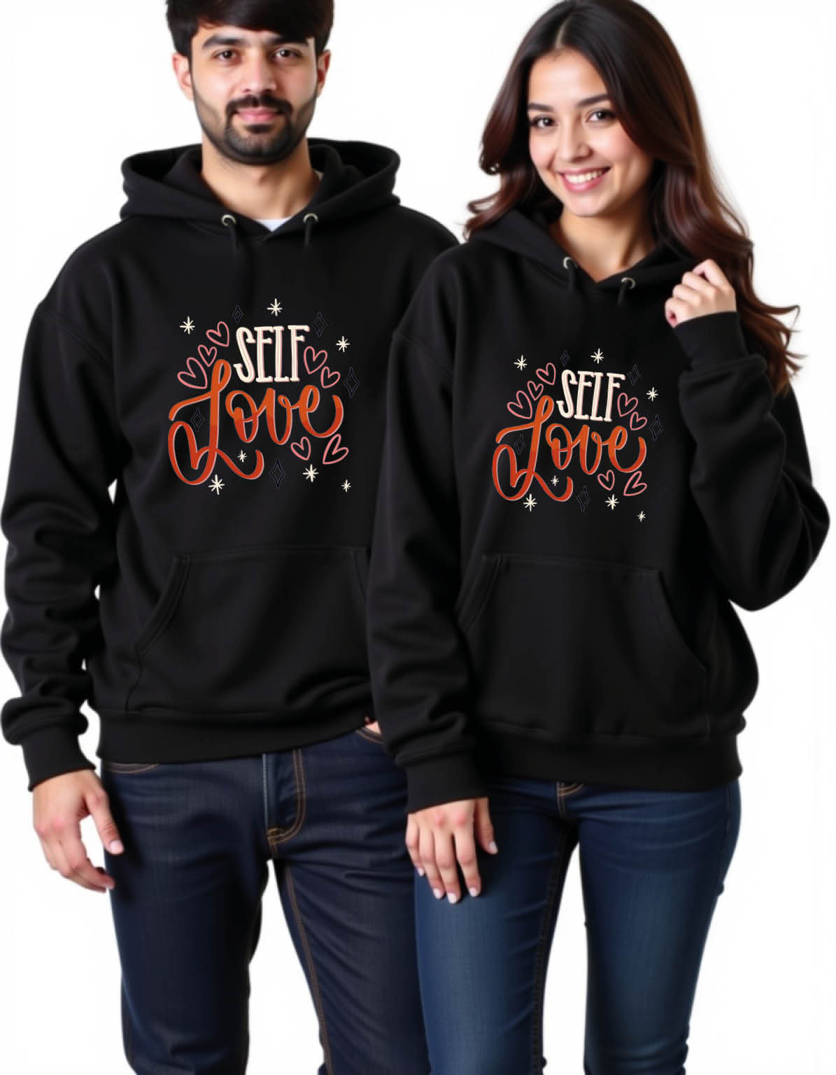 self love Streetwear Printed Graphic Couple Hoodies