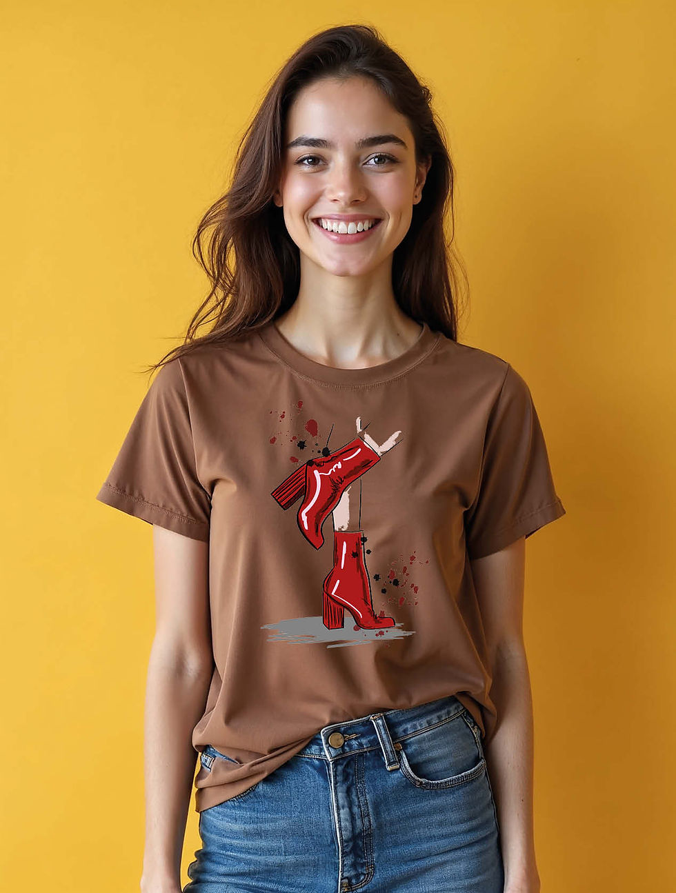 Thumbnail: Hanging Red Boots Chic Women’s Typography T-Shirt – Best Price