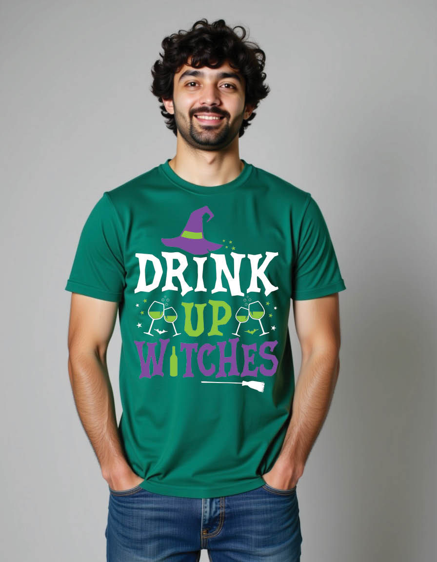 Thumbnail: drink up witches halloween mens printed graphic t shirt