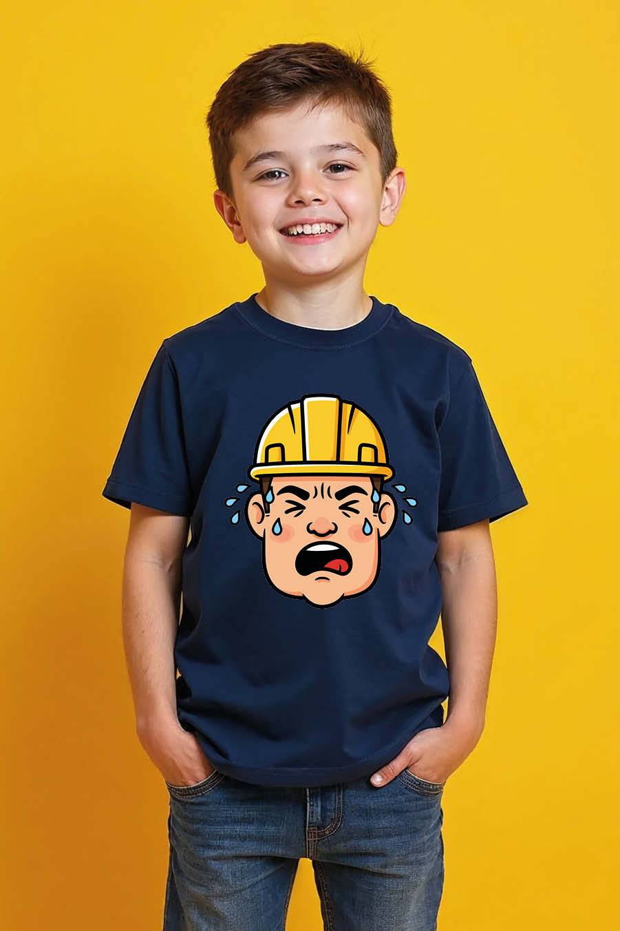 Thumbnail: Stressed Sweaty Construction Worker Cotton Kids Printed T-Shirt – Superhero