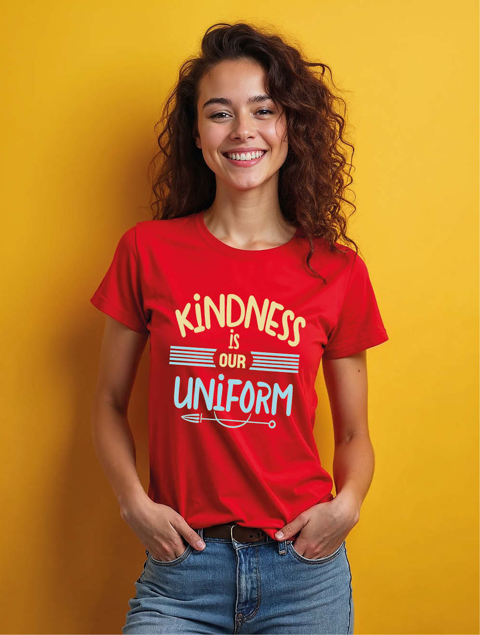 Thumbnail: kindness is our uniform Modern Women’s Printed Graphic Streetwear T-Shirt – Hot