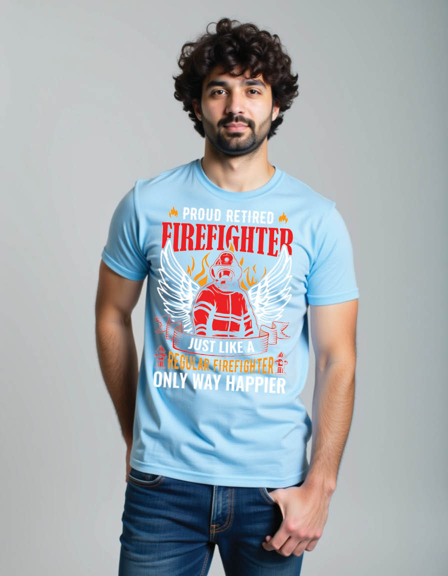 Thumbnail: proud retired firefighter just like regular mens printed graphic t shirt