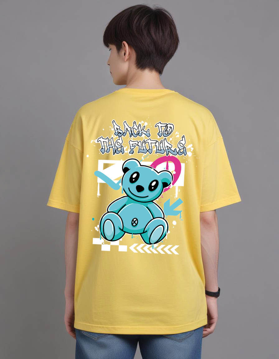 bear street wear with slogan back Oversized Printed t shirt