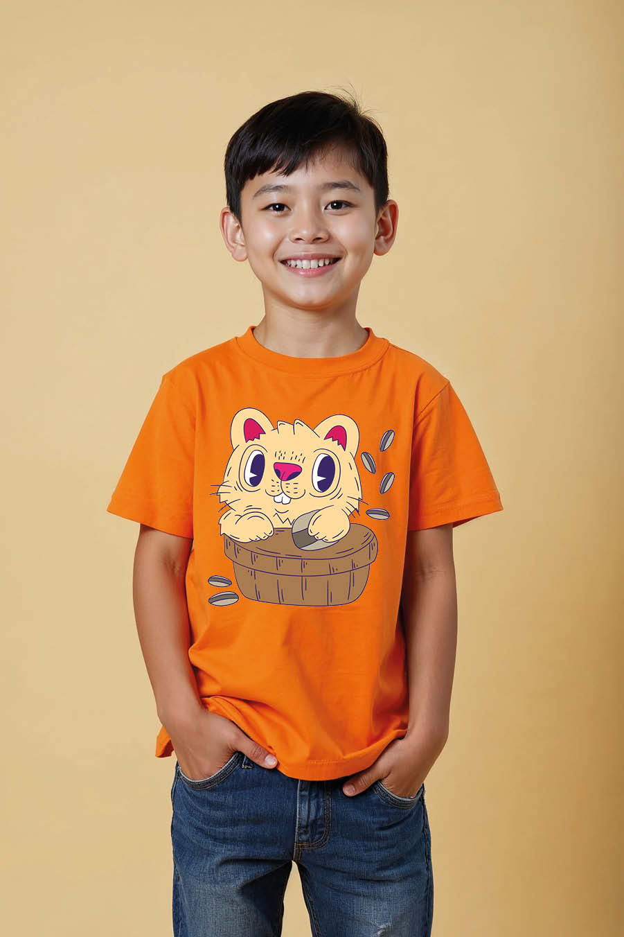 Thumbnail: Cute Groundhog/Hamster with Sunflower Seeds T-Shirt Trendy Casual Kids Printed