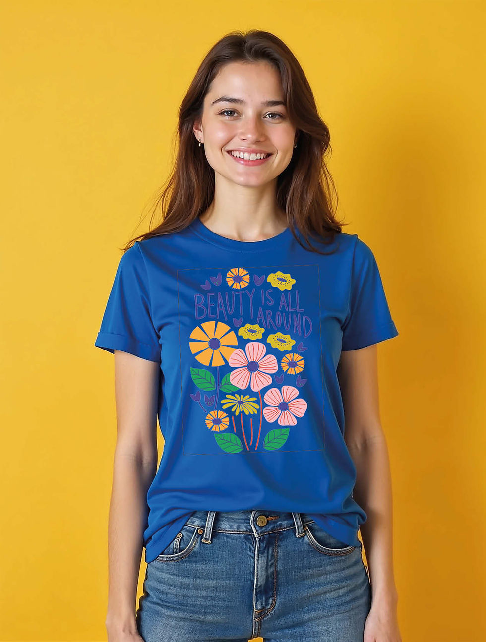 Thumbnail: beauty is all around Chic Women’s Printed Quote T-Shirt – Buy Now