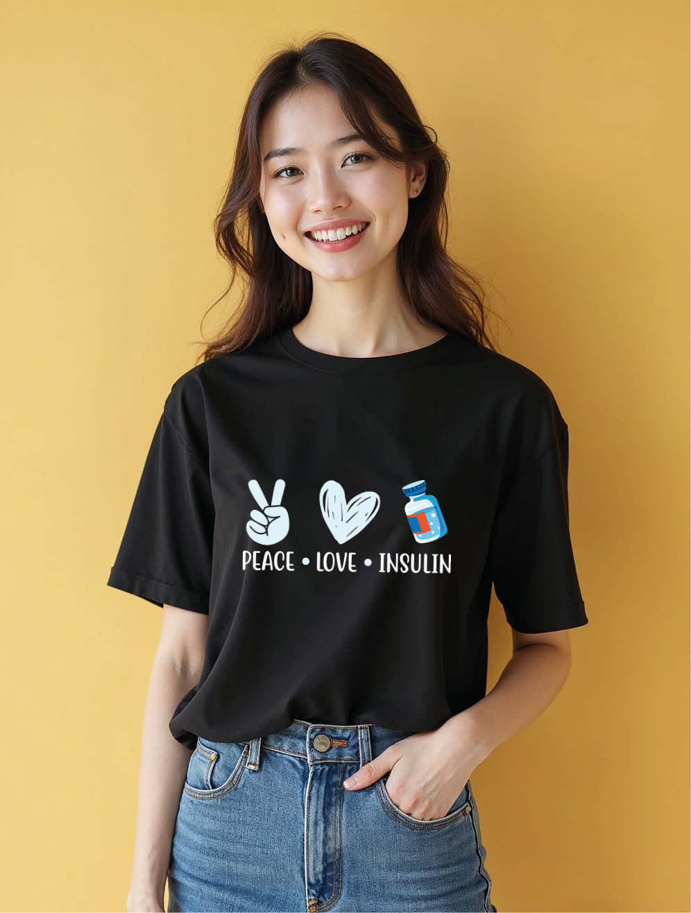 Peace love insuline Urban Women’s Typography T-Shirt – Fast Delivery