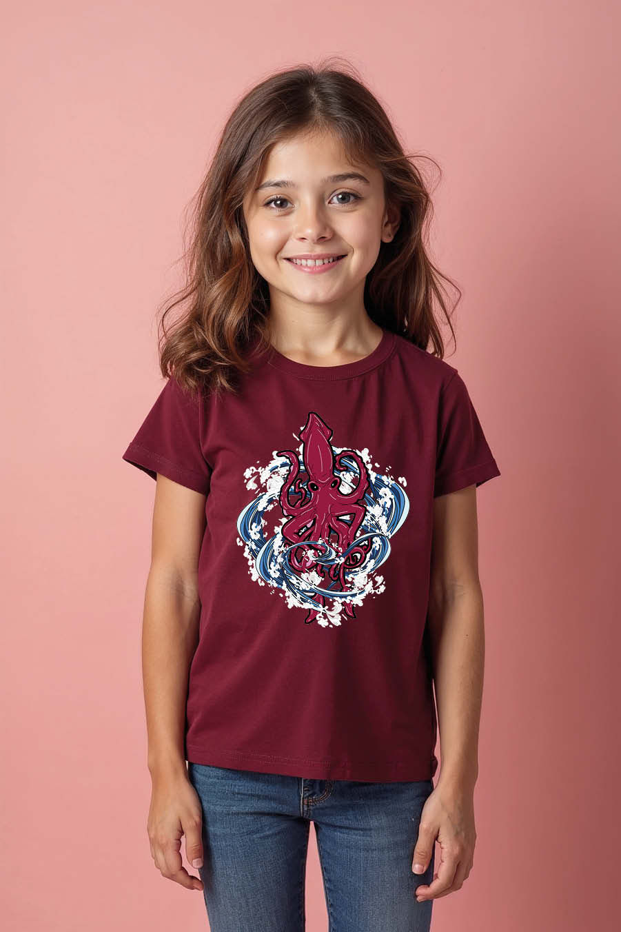 Ocean Kraken and Waves Graphic T-Shirt  Everyday Stylish Kids Graphic T-Shirt