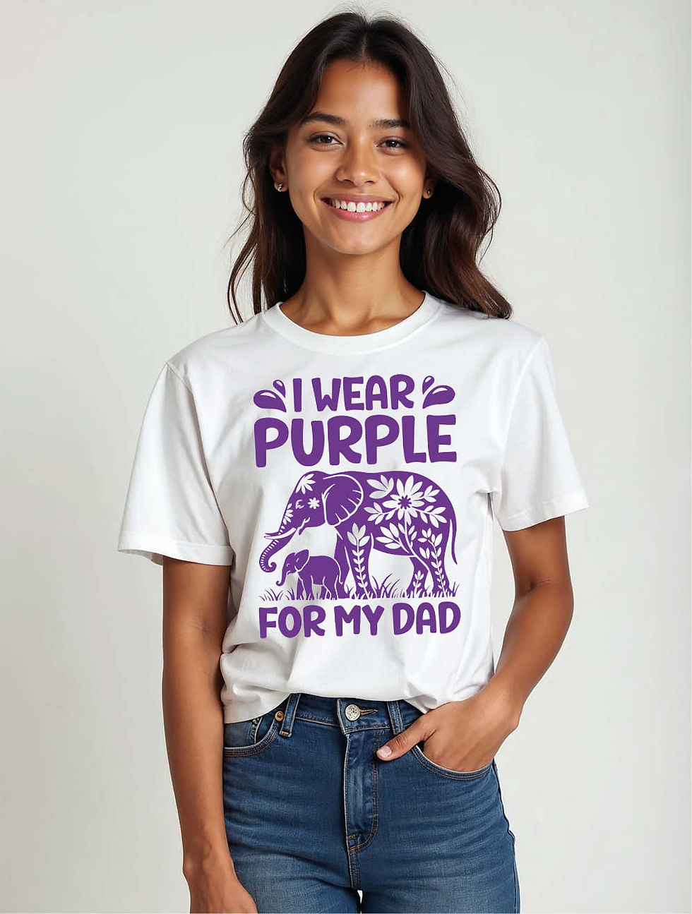 Thumbnail: i wear purple for my dad Trendy Women’s Printed Graphic T-Shirt – Shop Now