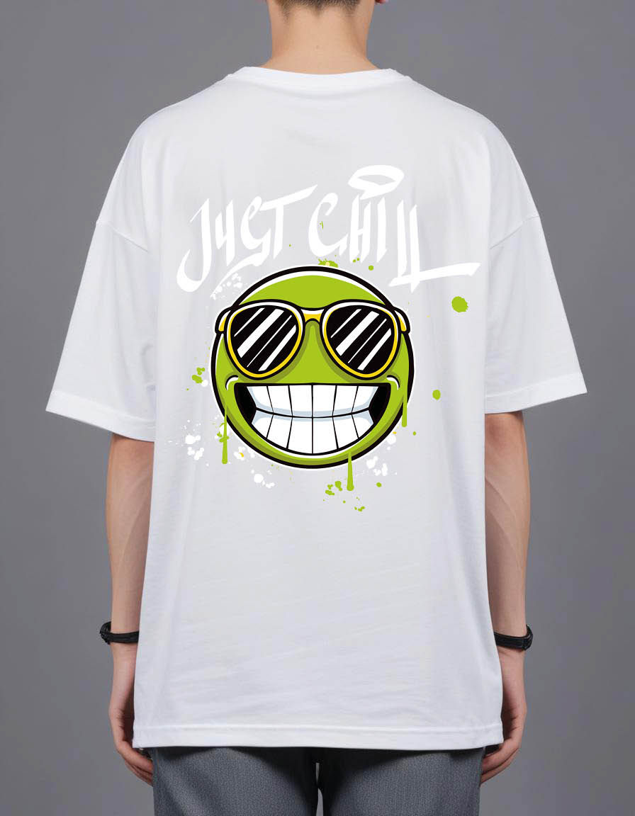 Thumbnail: hand drawn cool emoticon with slogan Oversized Printed t shirt