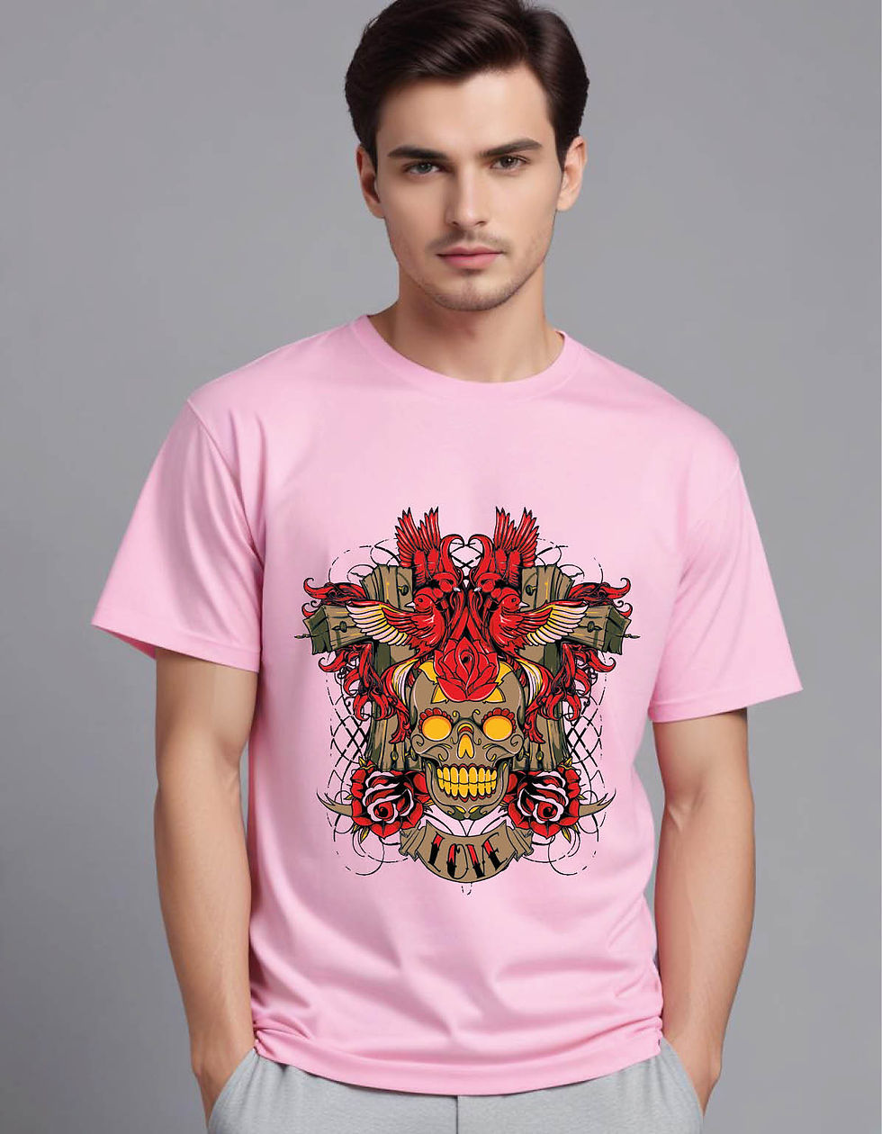 Thumbnail: death mask crosses flourish mens printed graphic t shirt