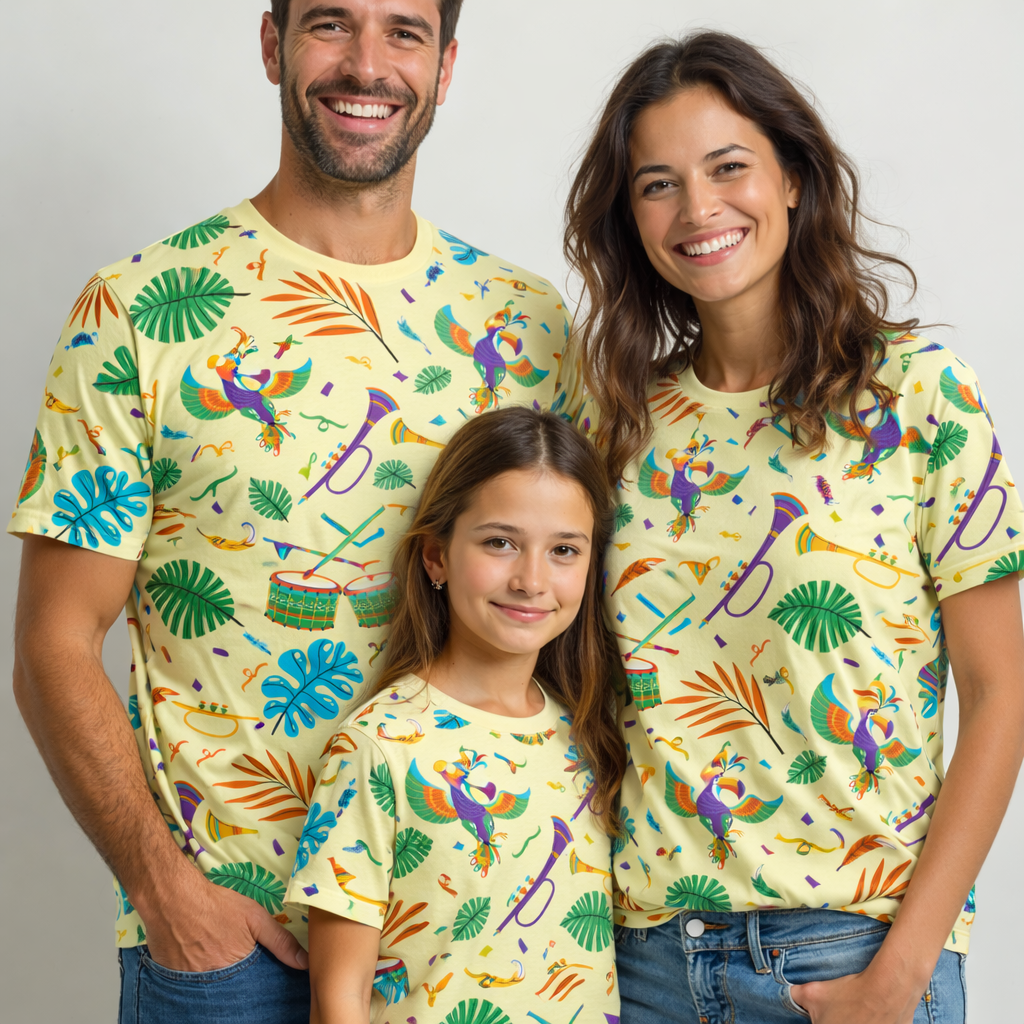 Tropical vibes family matching printed T-shirts pack of 3