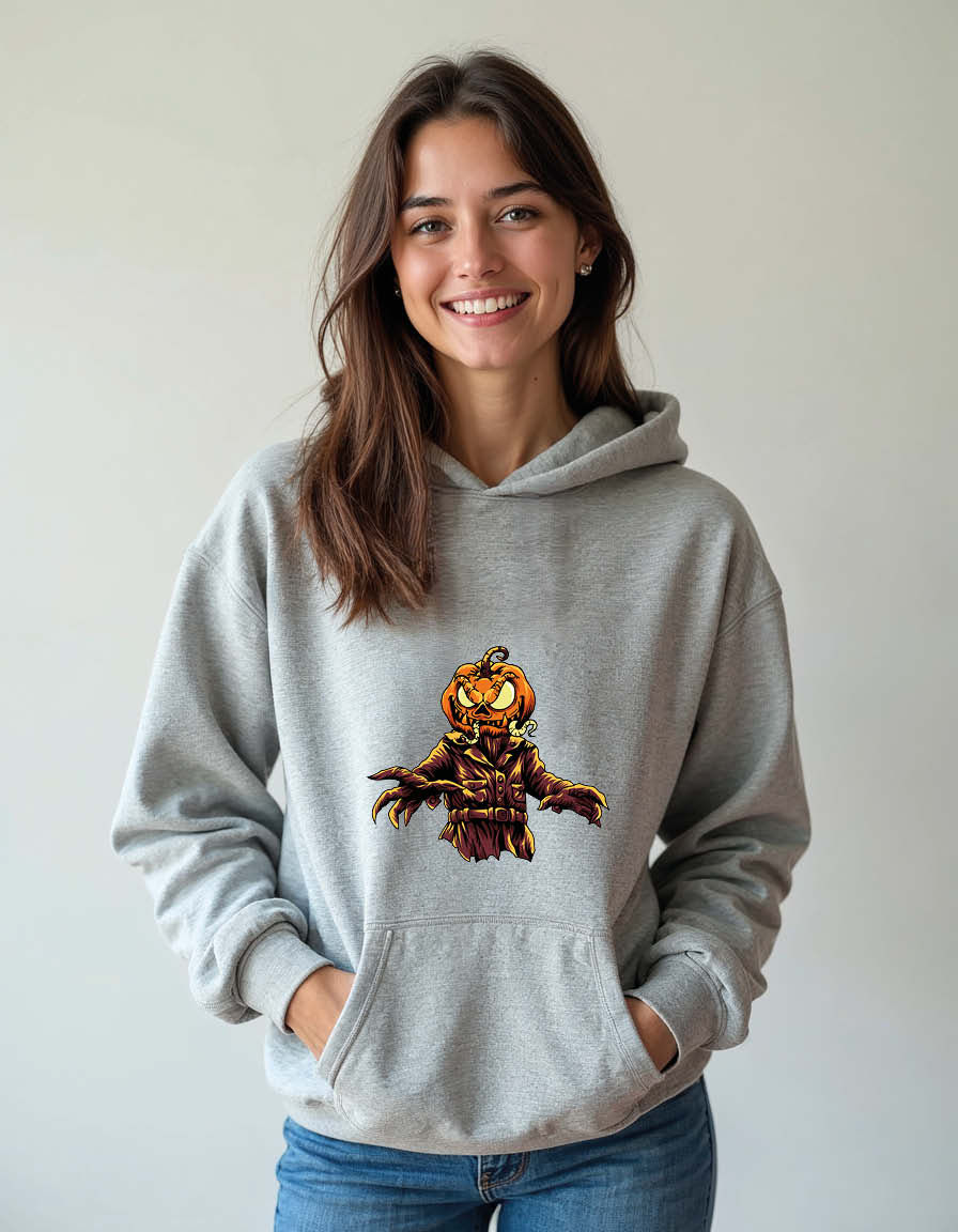 Thumbnail: Evil Pumpkin Monster Casual Unisex Printed Graphic Hoodies For Men & Women