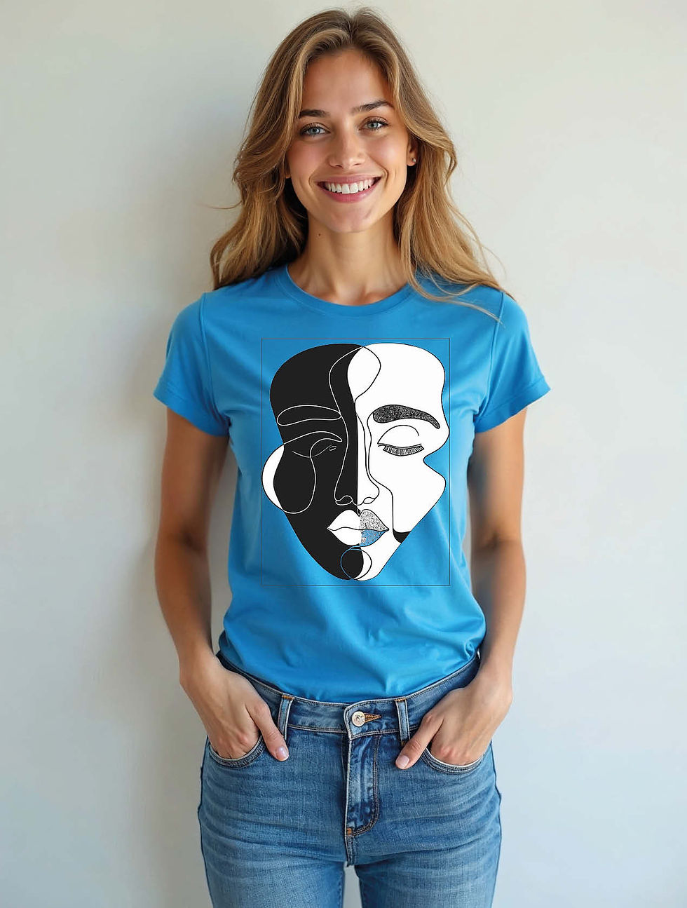 Thumbnail: Yin and Yang Face Modern Women’s Printed Graphic Streetwear T-Shirt – Shop Now