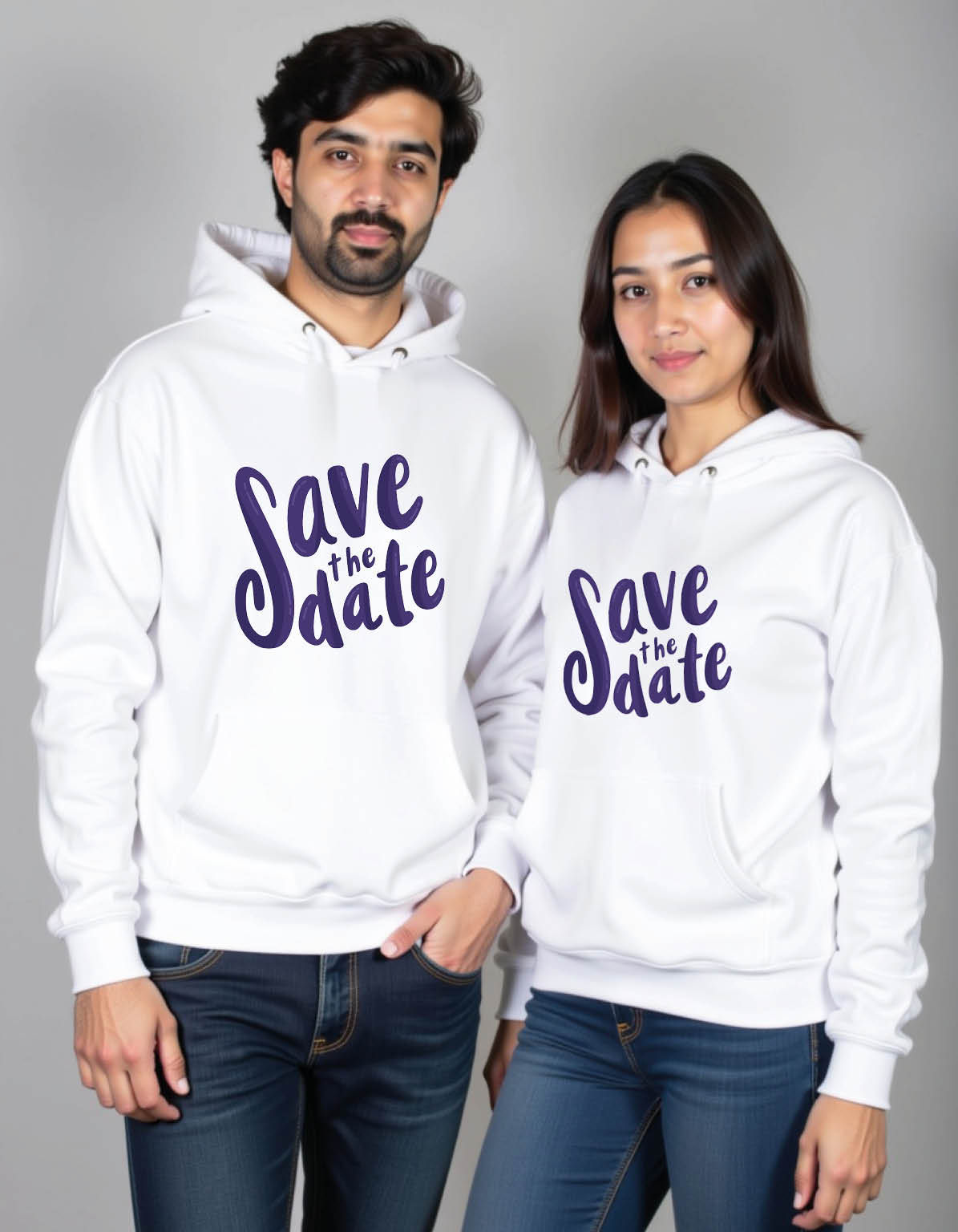 save the date Urban Printed Graphic Couple Hoodies