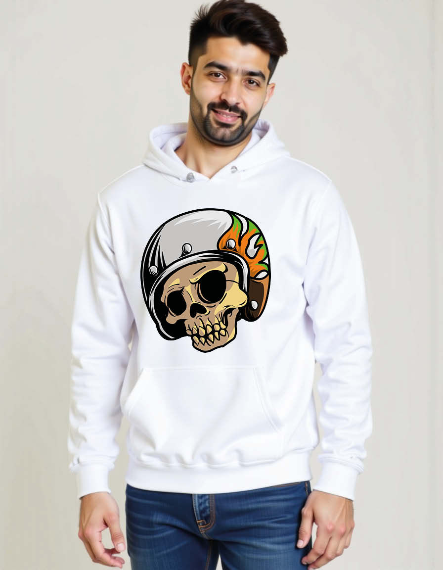 Thumbnail: Skull with helmet Unisex Printed Graphic Hoodies