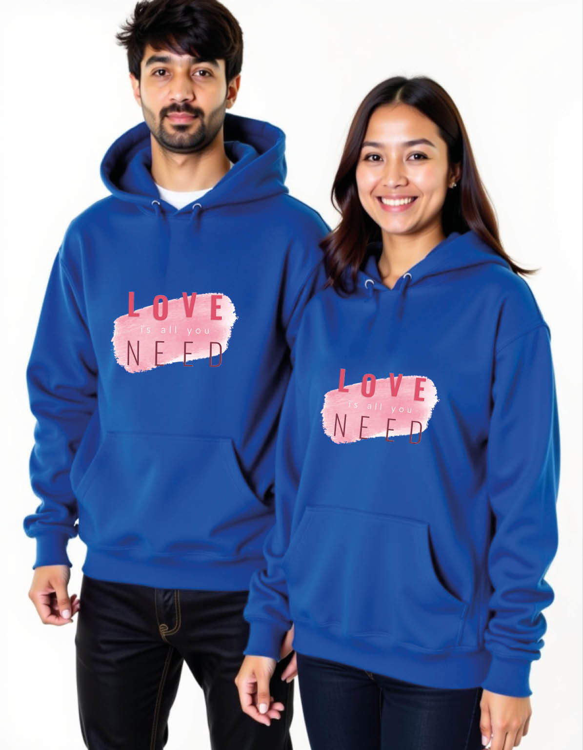 love is all you need Urban Fashion Printed Graphic Couple Hoodies