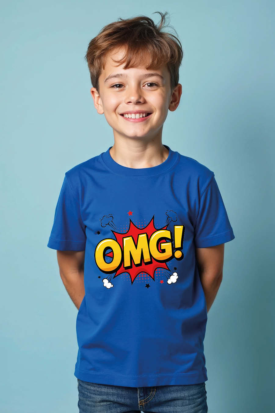 Thumbnail: omg Modern Typography Print T-Shirt for Kids – Character Print Design