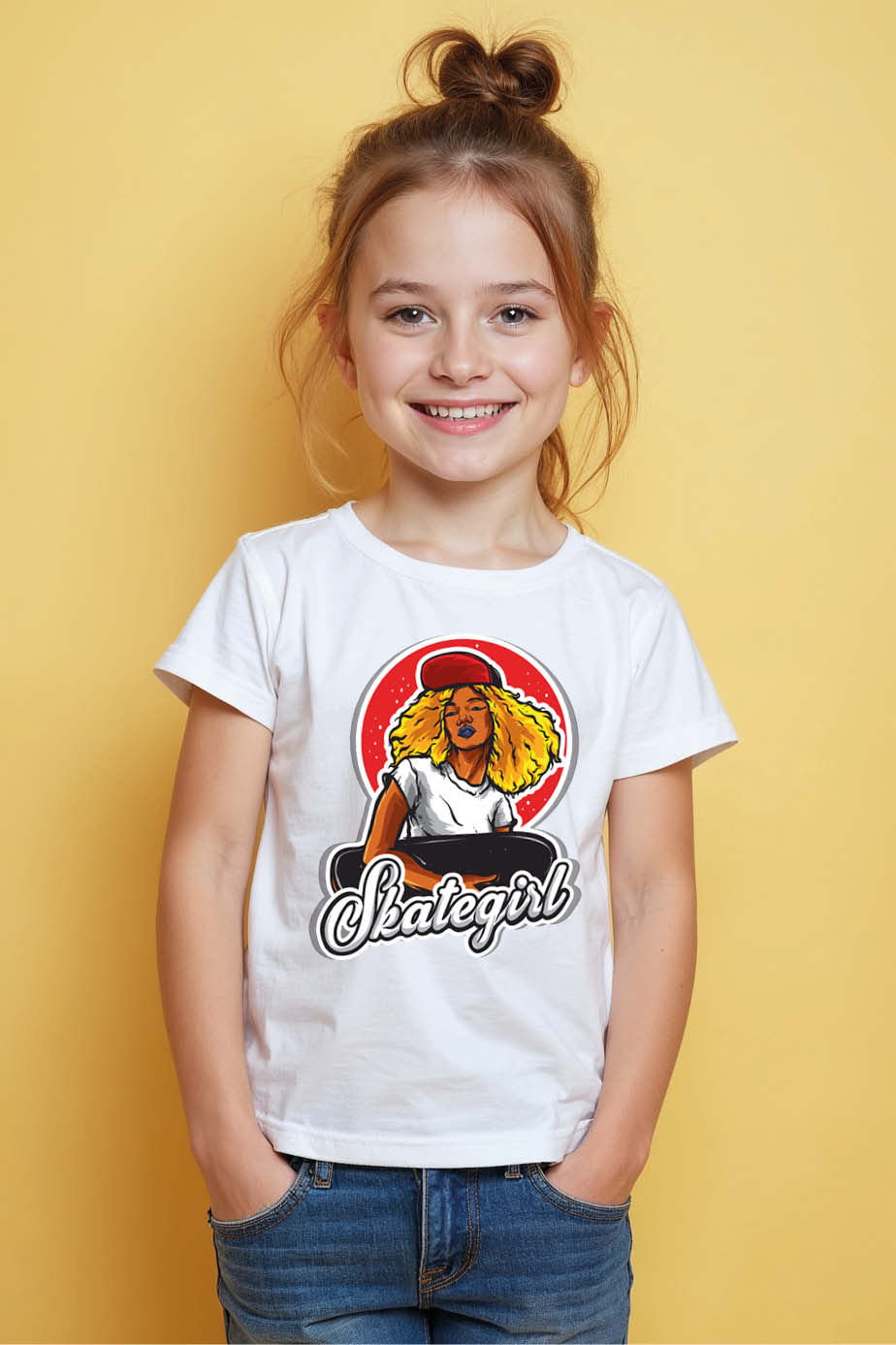 Thumbnail: skategirl Playful Cute Kids Typography T-Shirt – Character Print Design for Boys
