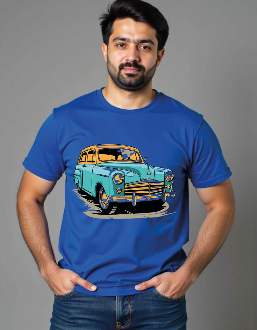 Thumbnail: car with pop art style mens printed graphic t shirt