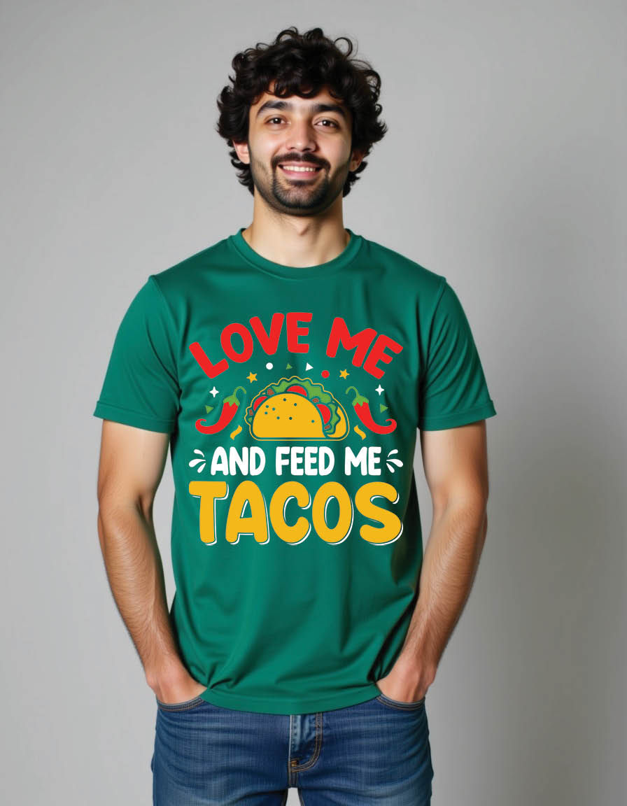 Thumbnail: love me feed me tacos cinco de mayo mens printed graphic t shirt