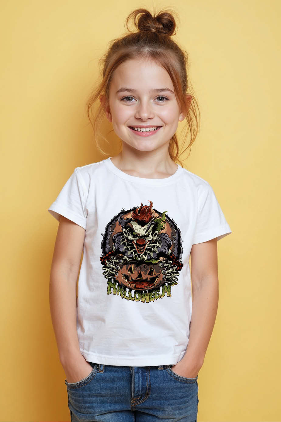 Thumbnail: Creepy Clown Halloween Kids' Pink Graphic T-Shirt Everyday Unisex Kids Graphic
