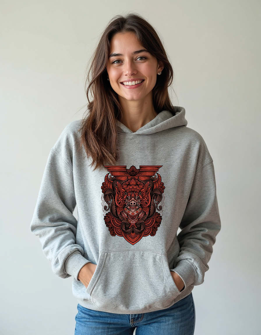 Thumbnail: Barong Bangkung mask Unisex Graphic Printed Hoodies for mens & womens