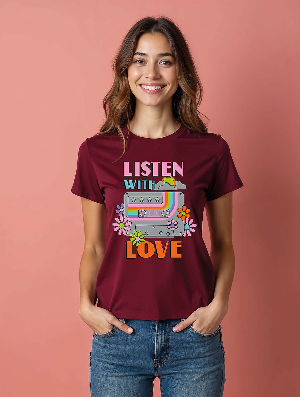 Thumbnail: Listen with love Classic Women’s Printed T-Shirt – Premium Quality