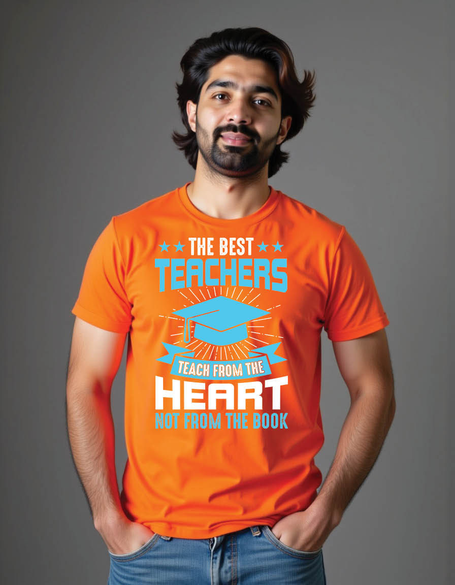 best teachers teach from heart from book teacher mens printed graphic shirt