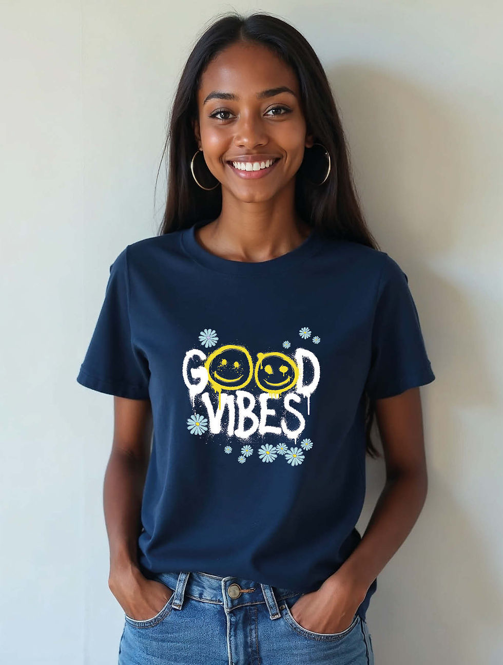 Thumbnail: good vibes Classic Women’s Printed Graphic Stylish T-Shirt – Hot Deal