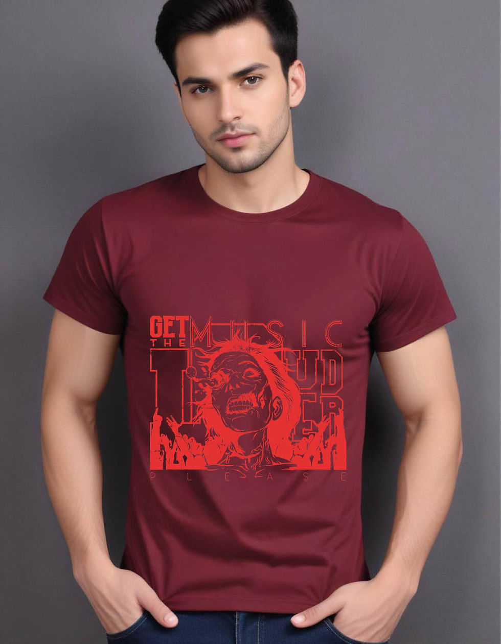 Thumbnail: get music louder i cant see mens printed graphic t shirt