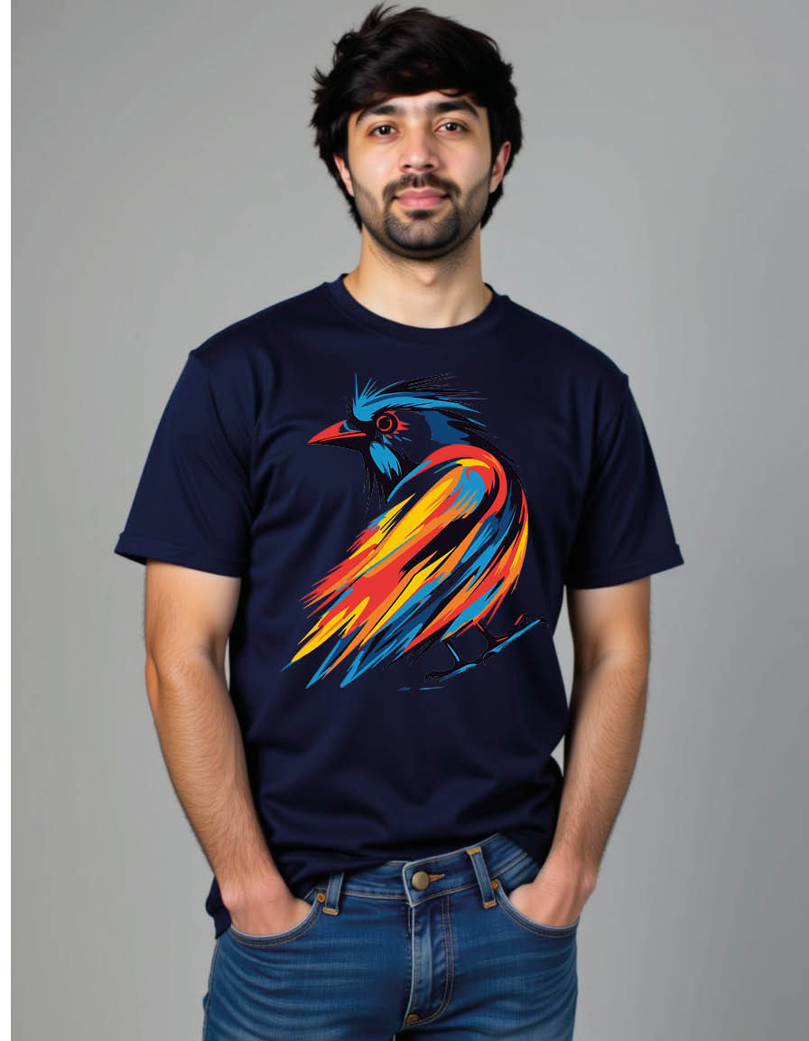 Thumbnail: bird with pop art style mens printed graphic t shirt