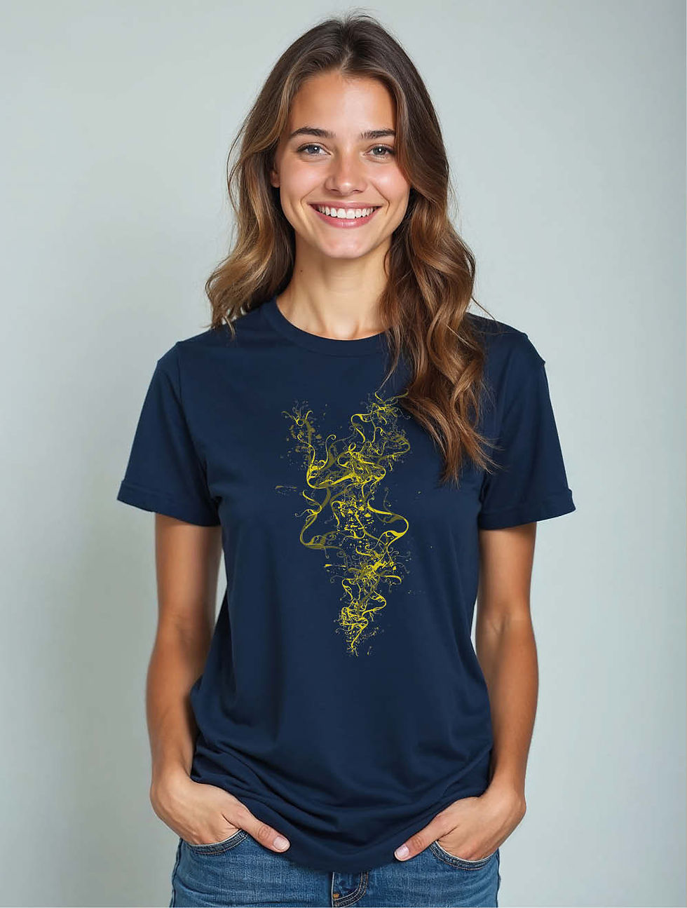 Thumbnail: Abstract Yellow Liquid Splash Stylish Women’s Printed Graphic Streetwear T-Shirt
