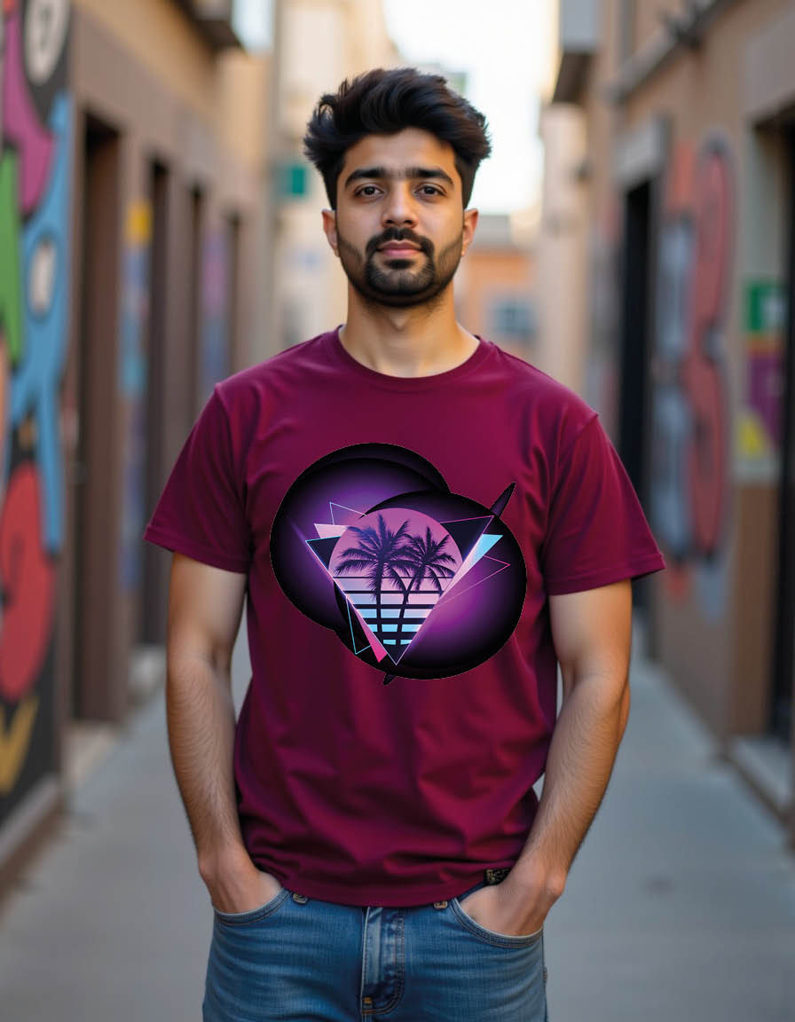 Thumbnail: retrowave synthwave vaporwave aesthetic mens printed graphic t shirts