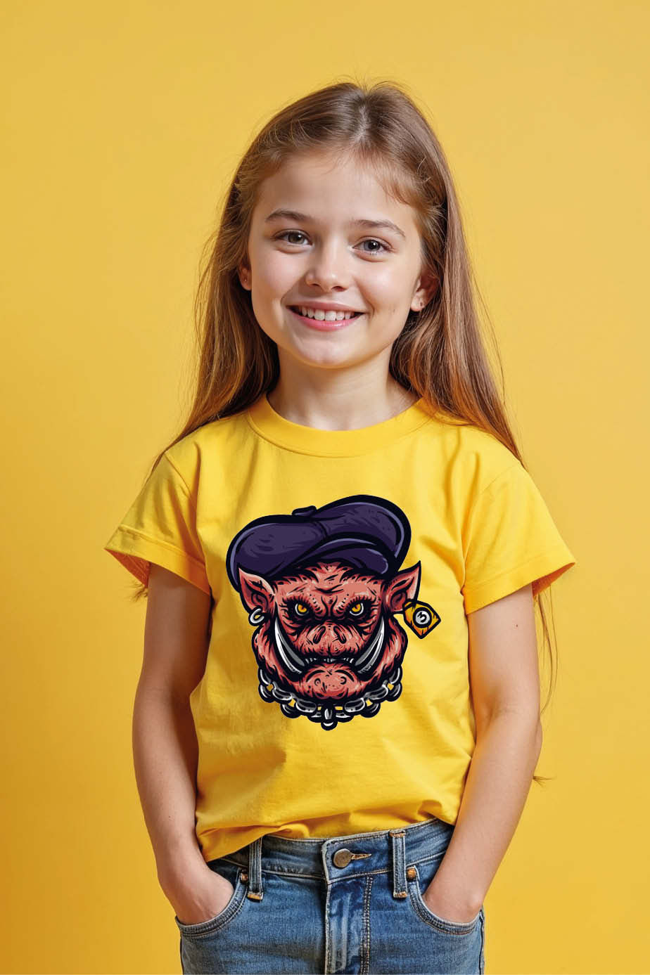 Thumbnail: Cool Monster Face Graphic T-Shirt for Kids – Trendy Unisex Tee for Boys & Girls