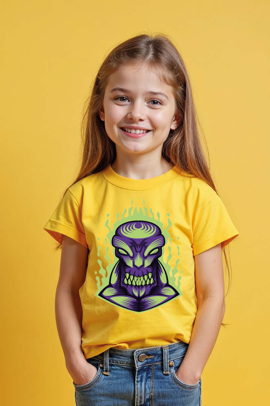 Thumbnail: Angry Neon Green and Purple Alien Monster Graphic T-Shirt buy now