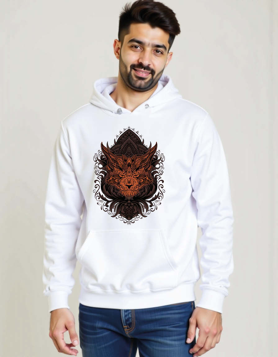 Thumbnail: Infernal Fox Spirit Ornamental Gothic Unisex Graphic Printed Hoodies