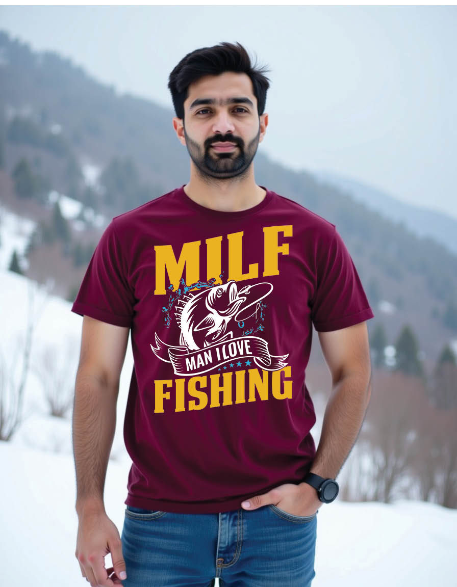 Thumbnail: milf man i love fishing fishing quotes mens printed graphic t shirt