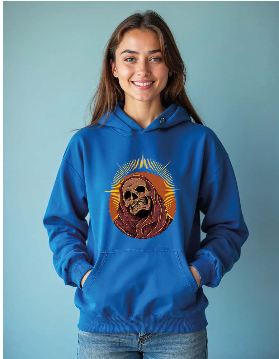 Thumbnail: Haloed Skull Portrait Streetwear Unisex Printed Graphic Hoodies For Men & Women