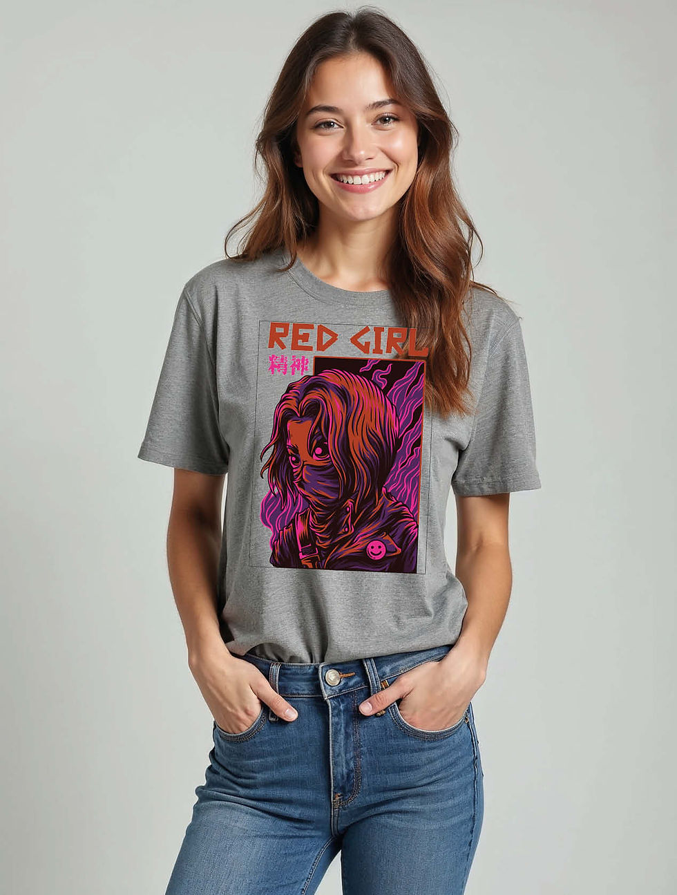 Thumbnail: red girl Urban Women’s  Printed Graphic Typography T-Shirt – Shop Now