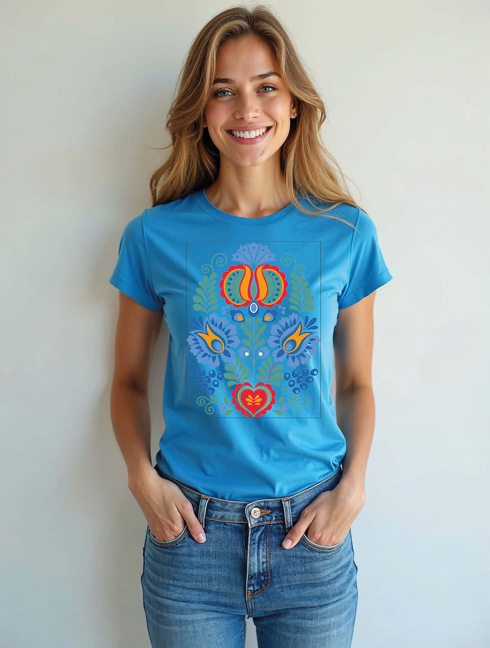 Thumbnail: Hungarian Folk Art Heart and Floral Trendy Women’s Streetwear T-Shirt – Shop Now