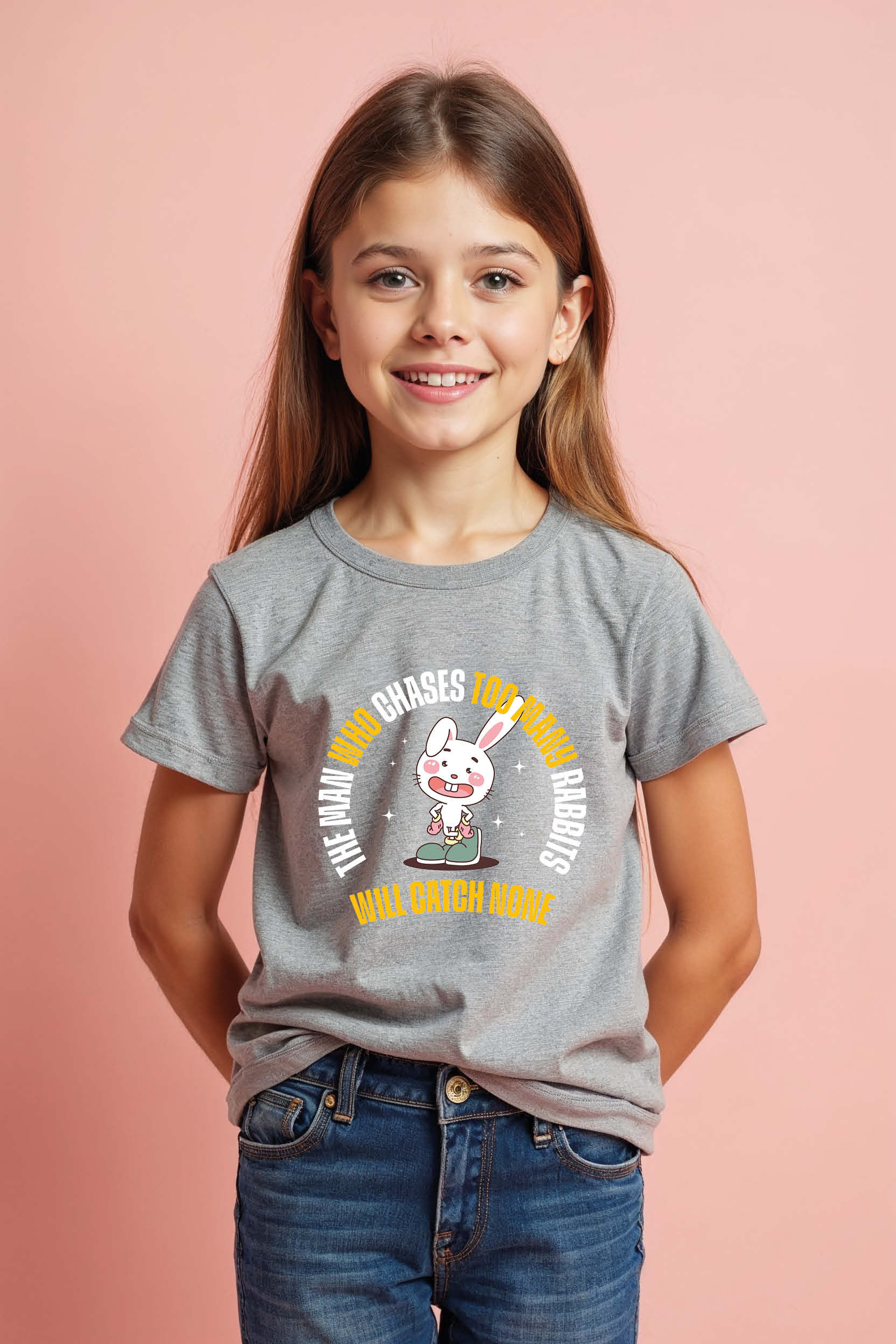 Cute Bunny Quote Graphic Kids T-Shirt – Motivational Cartoon Tee for Boys & Girl