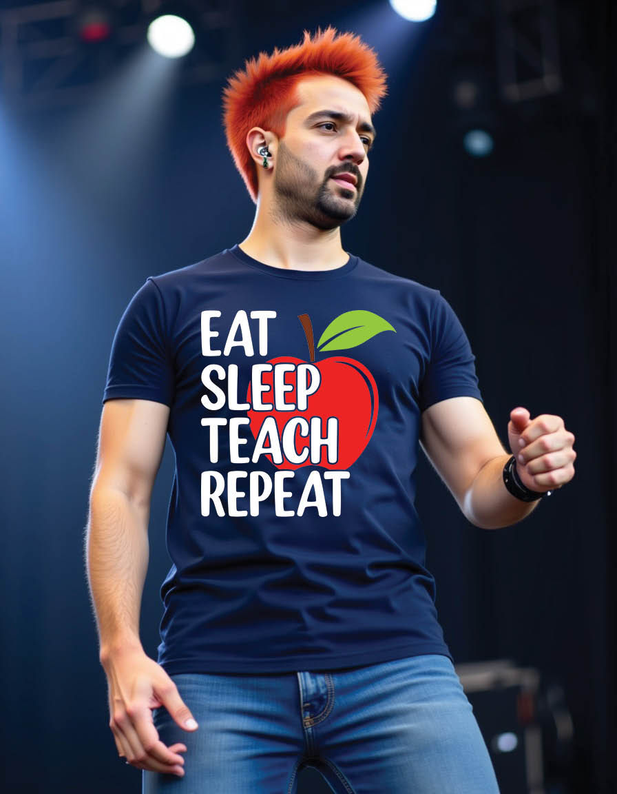 eat sleep teach repeat teacher mens printed graphic t shirt