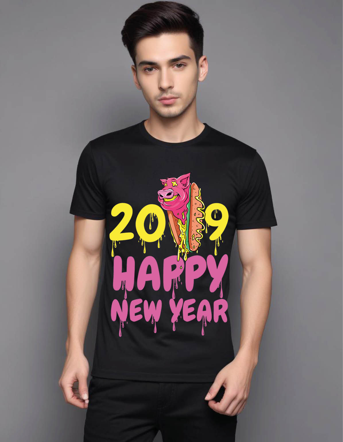 2019 happy new year mens printed graphic t shirt