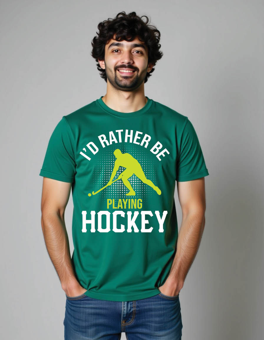 Thumbnail: i d rather be playing hockey field hockey mens printed graphic t shirt